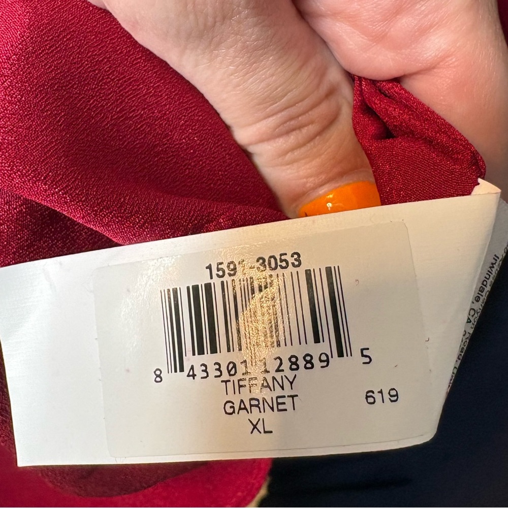 NWT Dress the Population Tiffany One-Shoulder Midi Dress Garnet Red Size XL - Picture 7 of 9